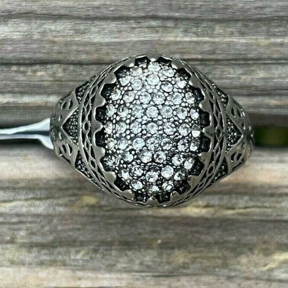 Fashion Ring Crystals Accent Unisex Fashion Turkish Style Jewelry Rings Size 11 - Picture 2 of 12